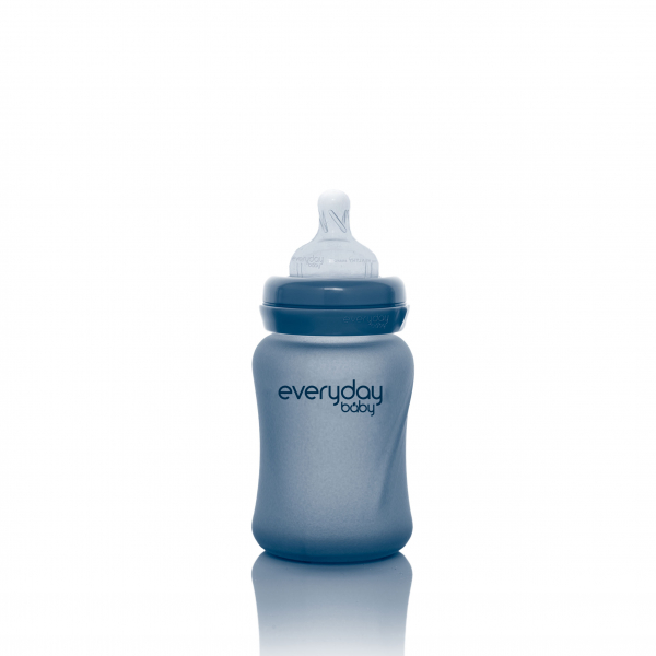 Скляна термочутлива дитяча пляшечка Everyday Baby (150 мл) чорничний
