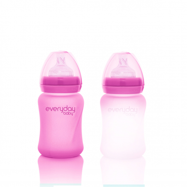 Скляна термочутлива дитяча пляшечка Everyday Baby (150 мл) малиновий