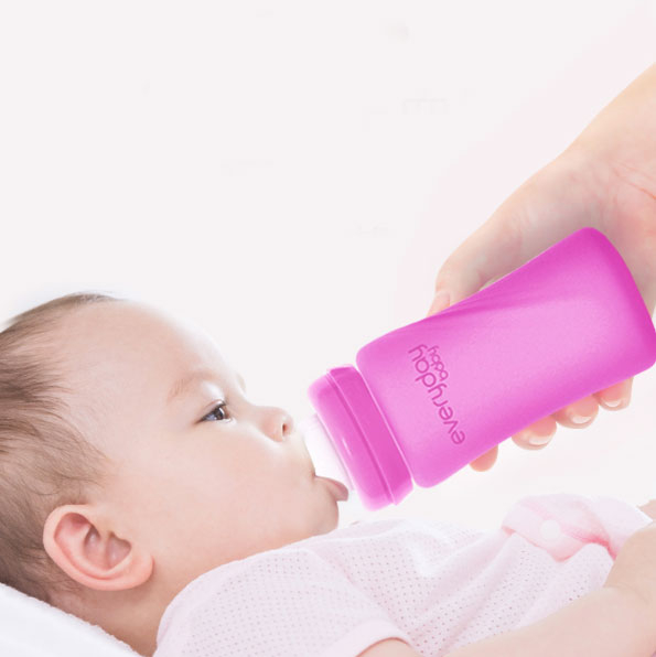 Скляна термочутлива дитяча пляшечка Everyday Baby (300 мл) малиновий
