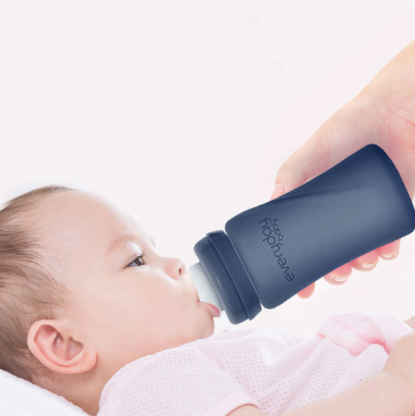 Скляна термочутлива дитяча пляшечка Everyday Baby (300 мл) чорничний
