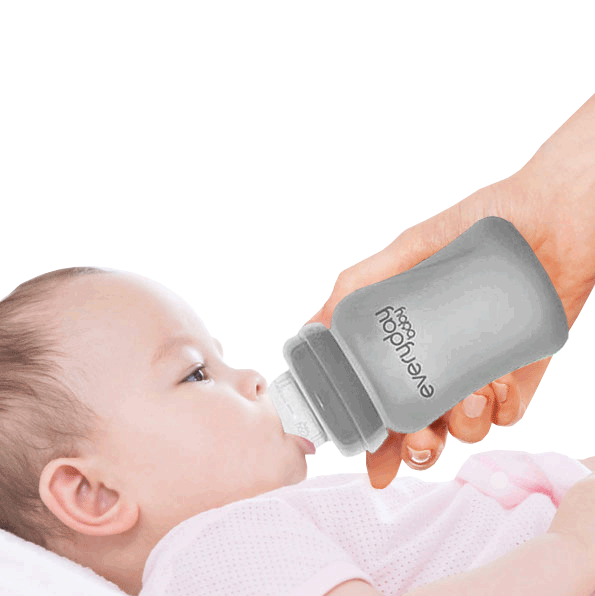 Скляна дитяча пляшечка з силіконовим захистом Everyday Baby (150 мл) світло сірий