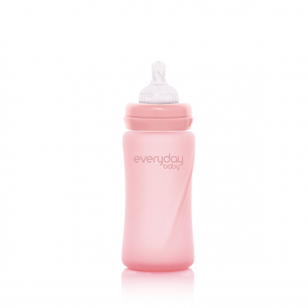 Скляна дитяча пляшечка з силіконовим захистом Everyday Baby (240 мл) рожева