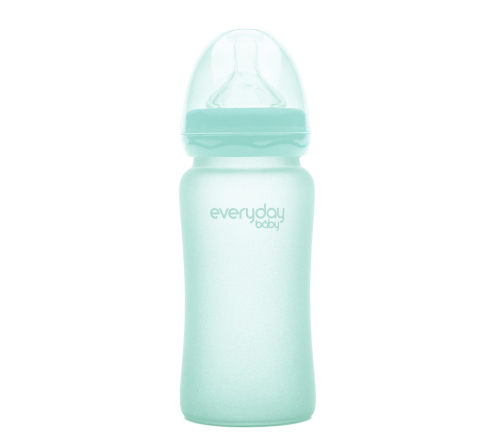 Скляна дитяча пляшечка з силіконовою захистом Everyday Baby (240 мл) м'ятний