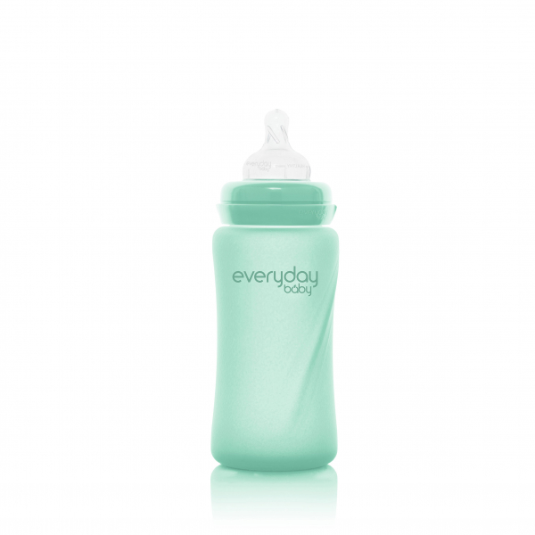 Скляна дитяча пляшечка з силіконовим захистом Everyday Baby (300 мл) м'ятний