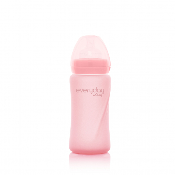 Скляна дитяча пляшечка з силіконовим захистом Everyday Baby (300 мл) рожевий