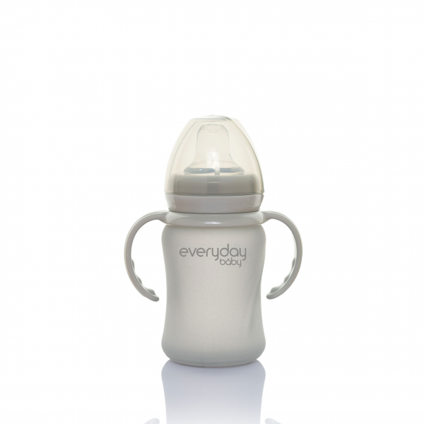 Скляний дитячий поїльник з силіконовим захистом Everyday Baby (150 мл) світло сірий