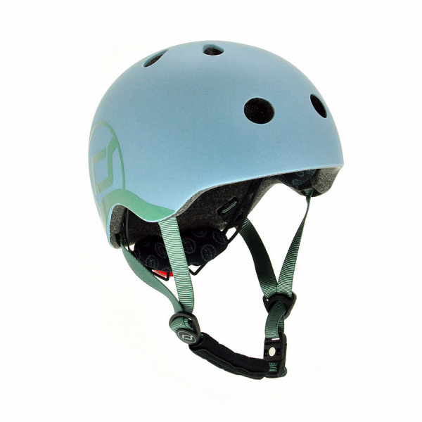 Дитячий захисний шолом Scoot and Ride, сіро-синій, з ліхтариком, 51-55 см