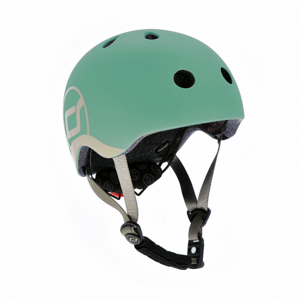 Дитячий захисний шолом Scoot and Ride, сіро-зелений, з ліхтариком, 45-51 cм